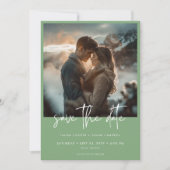 Minimal Dusty Sage Green Modernes Foto Hochzeit Save The Date (Vorderseite)