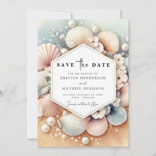 Minimal Earthy Beach Wedding Save The Date (Vorderseite)