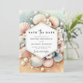 Minimal Earthy Beach Wedding Save The Date (Stehend Vorderseite)