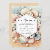 Minimal Earthy Beach Wedding Save The Date (Vorne/Hinten)