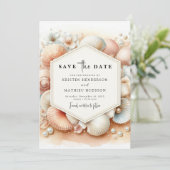 Minimal Earthy Beach Wedding Save The Date (Stehend Vorderseite)