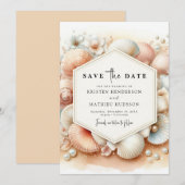 Minimal Earthy Beach Wedding Save The Date (Vorne/Hinten)