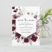 Minimal Earthy Burgundy Wedding Save The Date (Stehend Vorderseite)