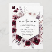 Minimal Earthy Burgundy Wedding Save The Date (Vorne/Hinten)