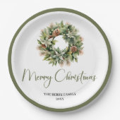 Minimal Earthy Christmas Personalized Family Plate Pappteller (Vorderseite)