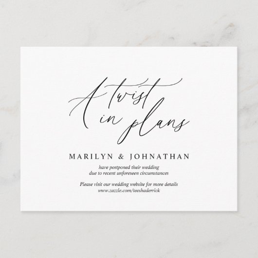 Minimal einfach, Eine Drehung in Plänen. Wed versc Postkarte (Vorderseite)