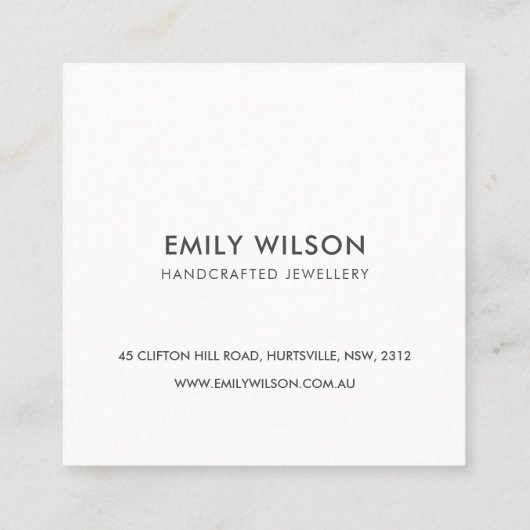 MINIMAL EINFACH ELEGANT GELB GRÜNER DANK QUADRATISCHE VISITENKARTE (Rückseite)