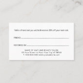 Minimal einfach elegant Schwarz und Weiß Empfehlungskarte (Rückseite)