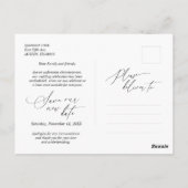 Minimal einfach, Hochzeit Einladung Vertagung Postkarte (Rückseite)