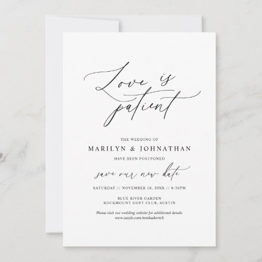 Minimal Einfach, Liebe ist geduldig, Hochzeit vers Einladung (Vorderseite)