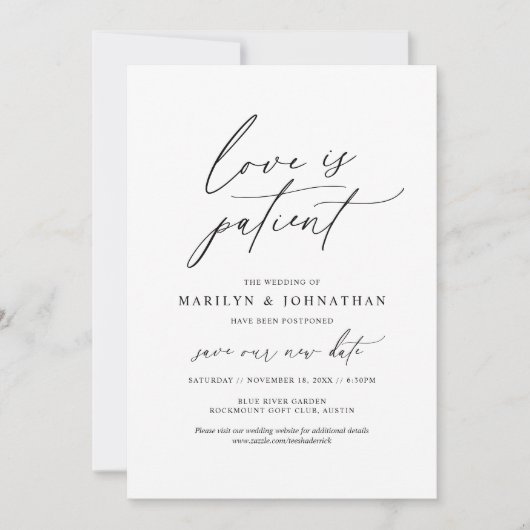 Minimal Einfach, Liebe ist geduldig, Hochzeit vers Einladung (Vorderseite)