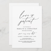 Minimal Einfach, Liebe ist geduldig, Hochzeit vers Einladung (Vorne/Hinten)