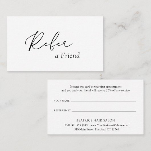 Minimal einfach, modern elegant empfehlungskarte (Vorne/Hinten)