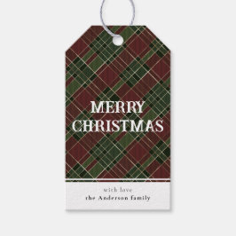 Minimal einfach rot und grün Kariert frohe Weihnac Geschenkanhänger