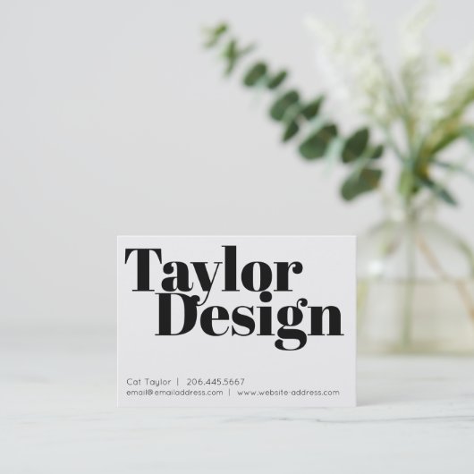 Minimal einfach Schwarz und Weiß Visitenkarte (Stehend Vorderseite)