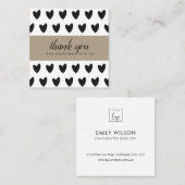 MINIMAL EINFACH SCHWARZKRAFT HERZEN DANK IHNEN LOG QUADRATISCHE VISITENKARTE (Vorne/Hinten)