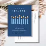 Minimal einfache blaugelbe Kerzen glücklich Hanukk Feiertagspostkarte<br><div class="desc">Wenn Sie weitere Anpassungen benötigen,  schreiben Sie mir bitte an yellowfebstudio@gmail.com.</div>