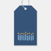 Minimal einfache blaugelbe Kerzen glücklich Hanukk Geschenkanhänger (Rückseite)
