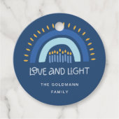 Minimal einfache blaugelbe Kerzen glücklich Hanukk Geschenkanhänger (Vorderseite)