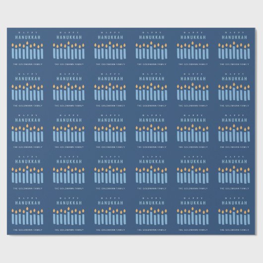 Minimal einfache blaugelbe Kerzen glücklich Hanukk Geschenkpapier (Flach)