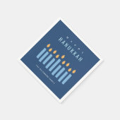 Minimal einfache blaugelbe Kerzen glücklich Hanukk Serviette (Ecke)