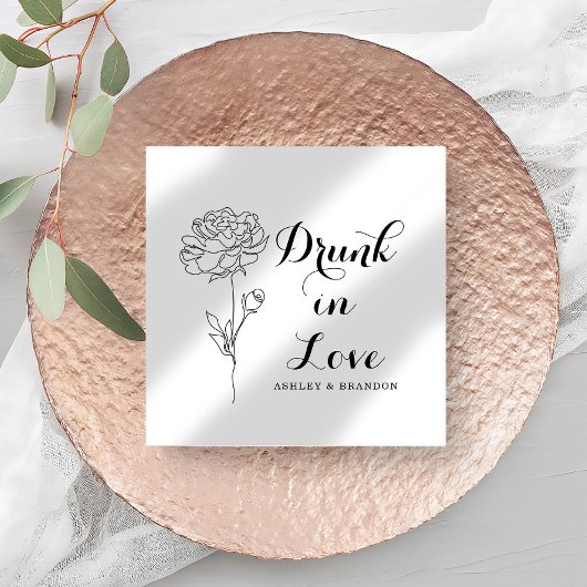 Minimal einfache Blume Hochzeit Napkins Serviette