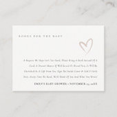 Minimal einfache Blush Heart Books für Baby Dusche Begleitkarte (Vorderseite)