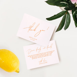 Minimal einfache Blush Pink & Orange Dankeschön Ka Dankeskarte