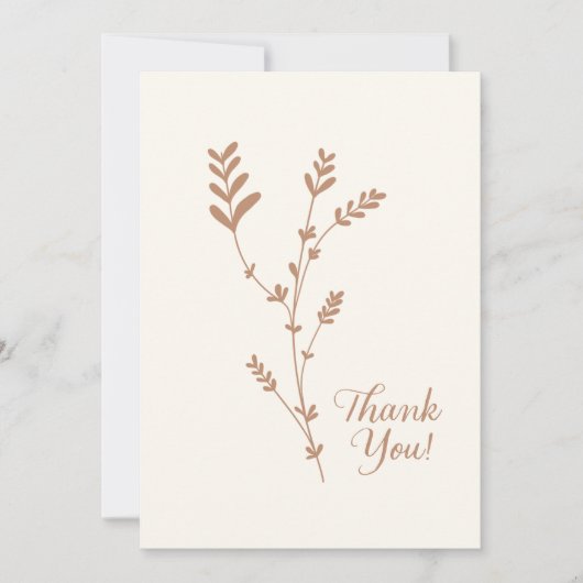 Minimal einfache Bohemische Wildblume Beige Dankeskarte (Vorderseite)