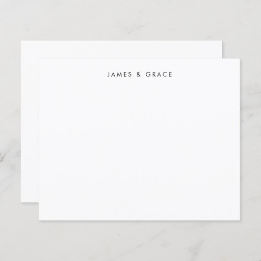 Minimal einfache Clean Couple Names Note Card (Vorne/Hinten)