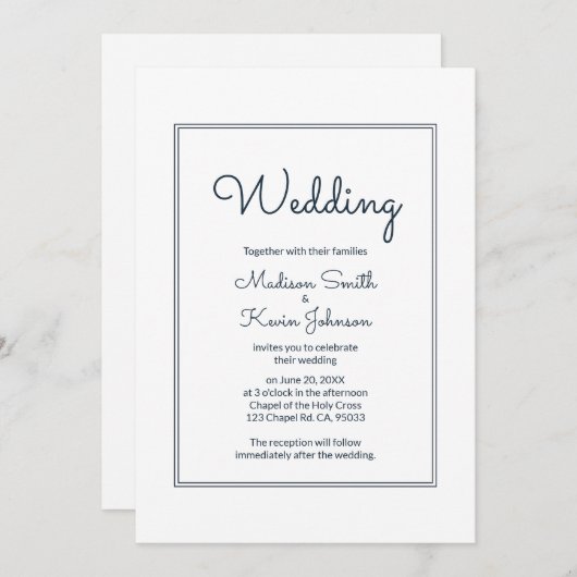 Minimal einfache Cursive Script-Einladung Einladung (Vorne/Hinten)