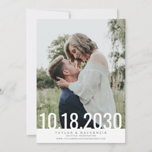 Minimal einfache Datumsüberlagerung Rette die Save The Date (Vorderseite)