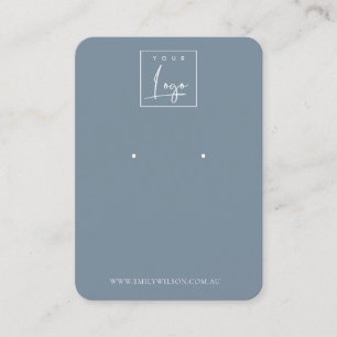 Minimal einfache, dunkelblaue Logo-Ohrmarkierung Visitenkarte