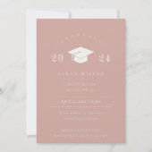 Minimal einfache Dusky Blush Pink Graduation Party Einladung (Vorderseite)