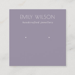 Minimal einfache Dusky Lilac Lila Earring Display Quadratische Visitenkarte