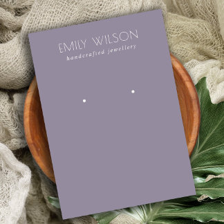 Minimal einfache Dusky Lilac Lila Earring Display Visitenkarte