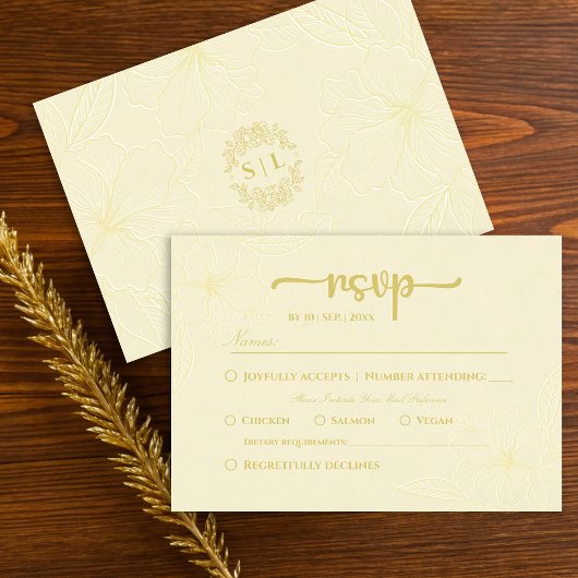 Minimal einfache Elegant floral Wedding RSVP Karte