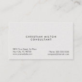 Minimal einfache Elegant Texture White Consultant Visitenkarte (Vorderseite)
