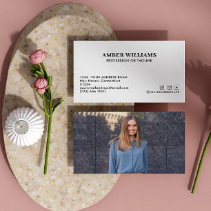 Minimal einfache Foto Social Media Icons Visitenkarte