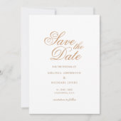 Minimal einfache goldromantische SkriptWedding Save The Date (Vorderseite)