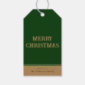 Minimal einfache grüne Gold Frohe Weihnachten Geschenkanhänger (Vorderseite)