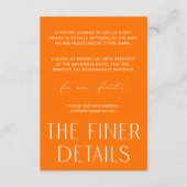 Minimal einfache, helle Orange-Hochzeitdetails Begleitkarte (Vorderseite)