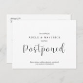 Minimal einfache Hochzeitseinladung verschoben Postkarte (Vorne/Hinten)