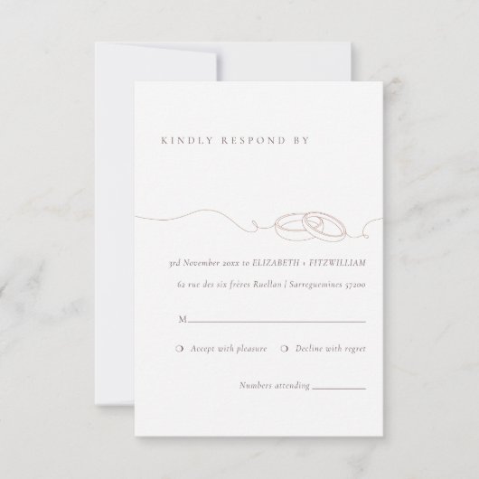 Minimal einfache Hochzeitsraten | Blush Wedding RSVP Karte (Vorderseite)