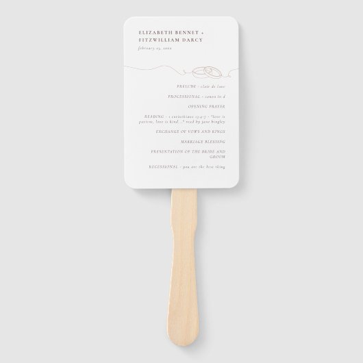 Minimal einfache Hochzeitsraten | Rosa-Programm Fächer (Vorderseite)