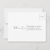 Minimal einfache klassische Hochzeit RSVP Postkart (Rückseite)