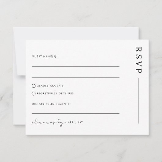 Minimal einfache klassische Hochzeit RSVP Postkart Karte (Vorderseite)