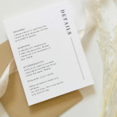 Minimal einfache klassische Hochzeitdetails Buchun RSVP Karte
