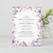 Minimal einfache Lilac-Wildblumen Hochzeit Einladung (Stehend Vorderseite)