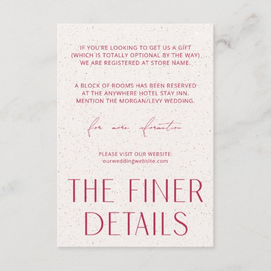 Minimal einfache Magenta & Textur Die feinen Detai Begleitkarte (Vorderseite)